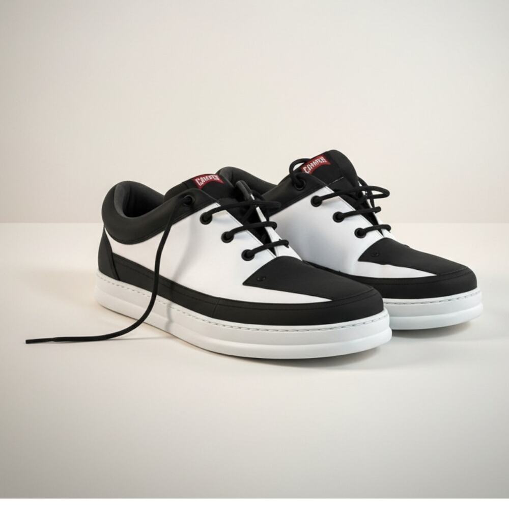 Camper Runner TWINS Sneakers Mens US 7 EU 40 Black White Leather Shoes